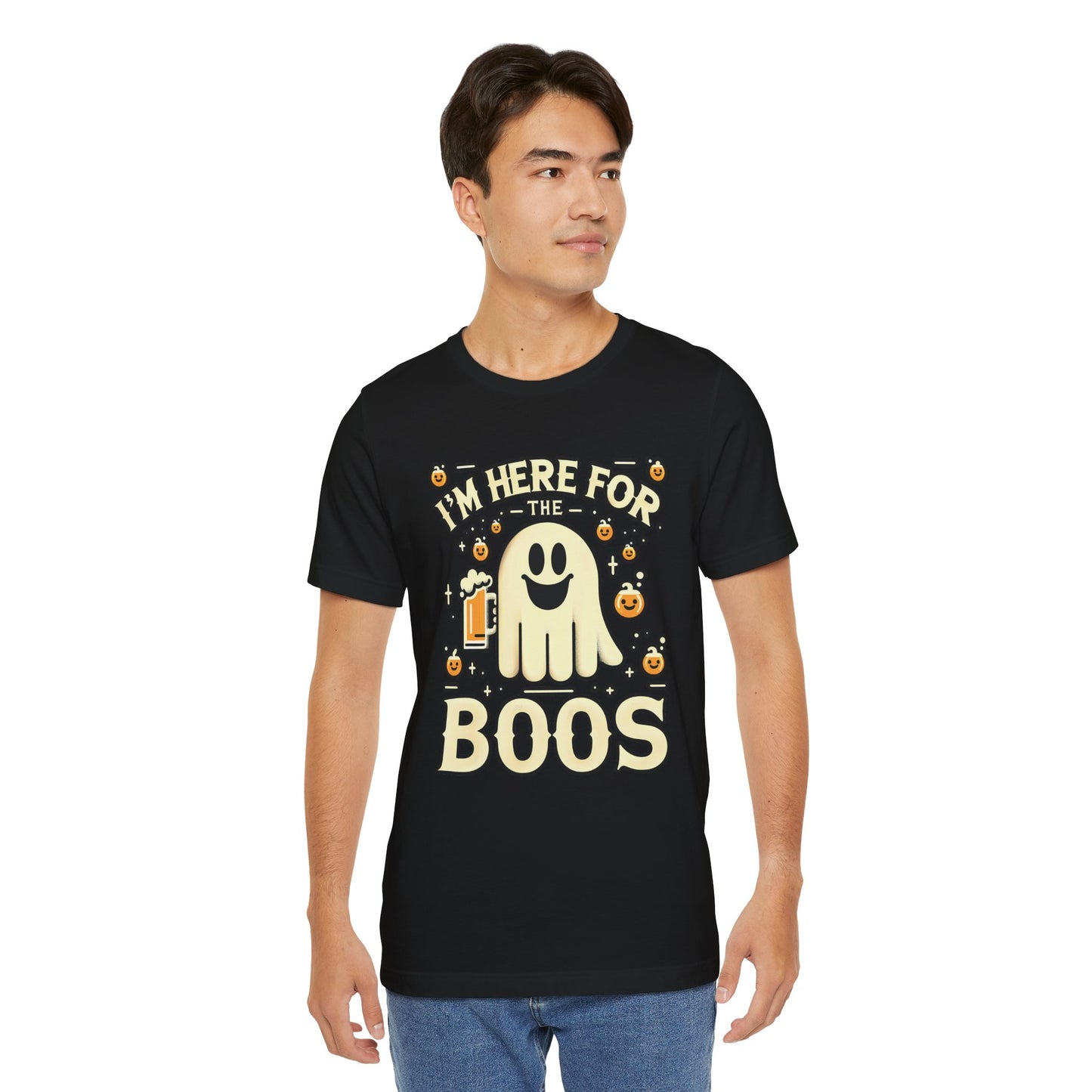 👻 "I'm Here for the Boos" Funny Halloween Ghost T-Shirt 🍻