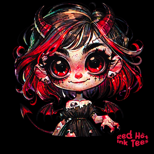 😈 Cute Demon Girl Dark Fantasy Halloween T-Shirt 🎃