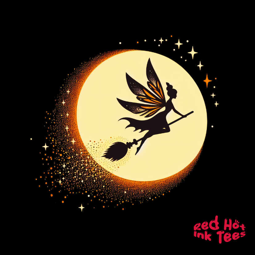 🧚‍♀️🌕 "Fairy Witch Flying Across the Moon" Magical Halloween T-Shirt 🌙✨