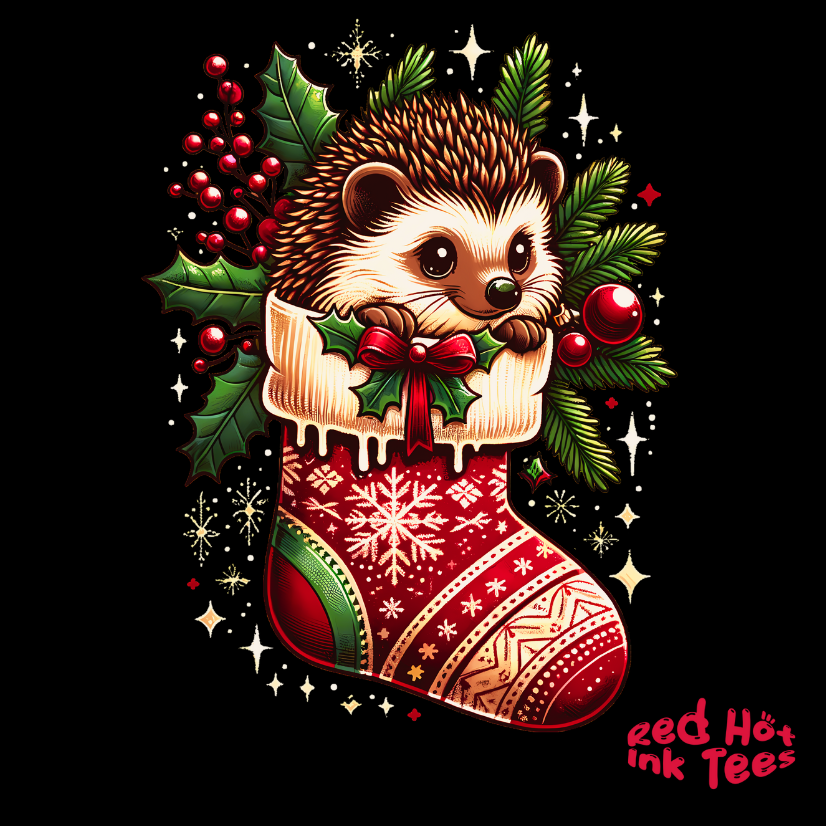 🦔 "Hedgehog Stocking Tee" 🎄