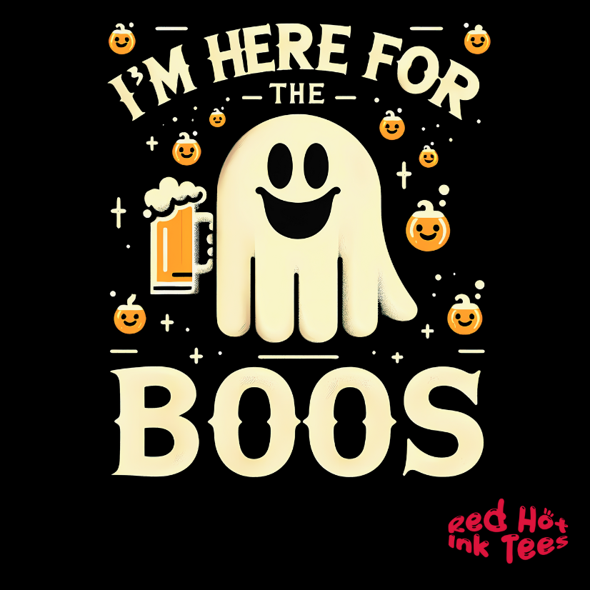 👻 "I'm Here for the Boos" Funny Halloween Ghost T-Shirt 🍻