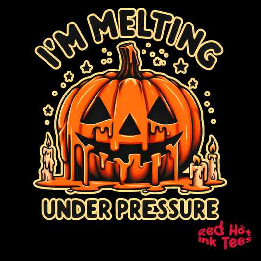 🎃🕯️ "I'm Melting Under Pressure" Funny Halloween Pumpkin T-Shirt 🕯️🎃