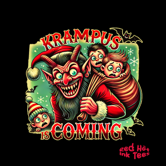 🎅👹 "Krampus Is Coming" Dark Christmas T-Shirt 🎄🖤