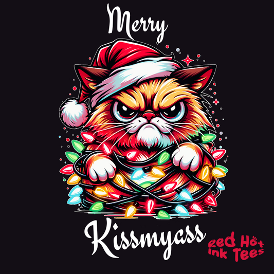 Merry Kissmyass Cat Tee