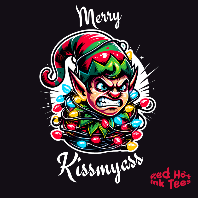 Merry Kissmyass Elf Tee