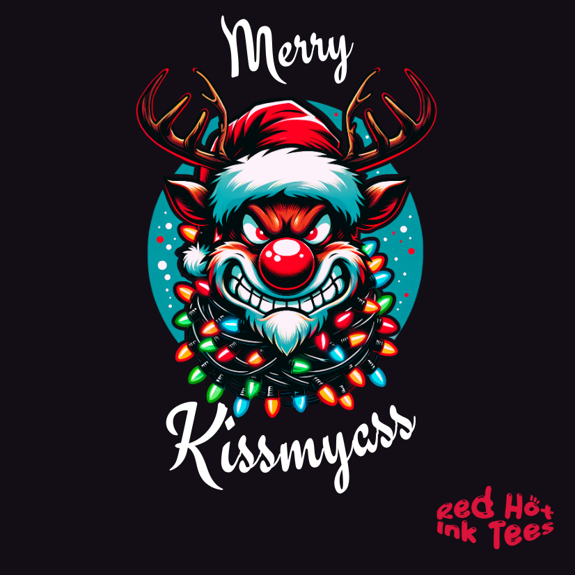 Merry Kissmyass Reindeer Tee