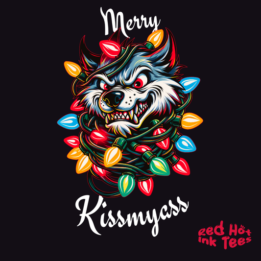 Merry Kissmyass Wolf Tee