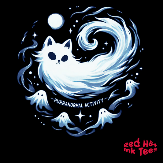 👻🐾 "Purranormal Activity" Spooky Ghost Cat Halloween T-Shirt 🎃🐱