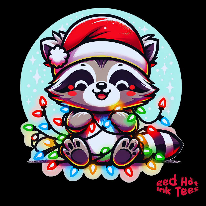 Raccoon Christmas Entanglement Tee